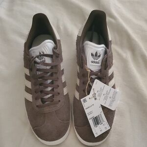 Adidas Brown Suede Sneakers with White Stripes GAZZELLE